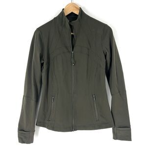 Lululemon Define Jacket Size 8 Womens Dark Olive Full Zip Thumbholes Luon Fitted